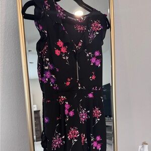 Express Black Dress with Pink and Purple Floral Design